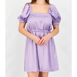 🆑Flounce London Petite Square Neck Mini Dress Lilac Size 6